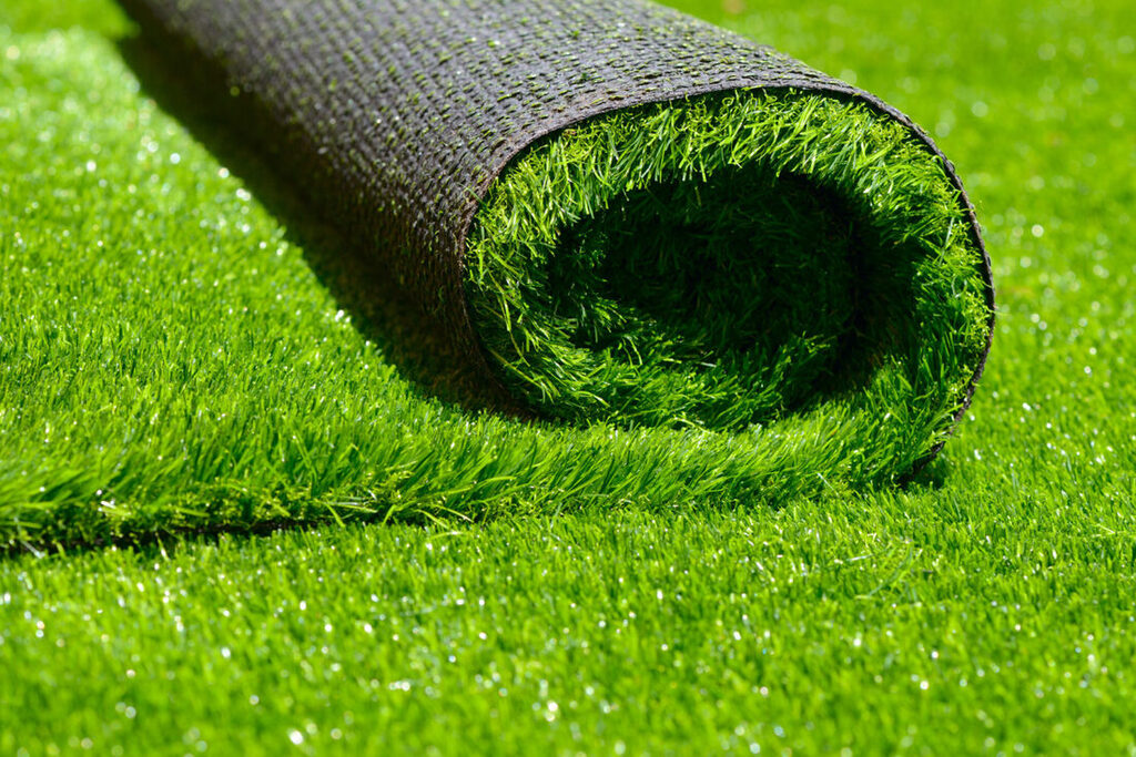 Synthetic turf roll in the backyard